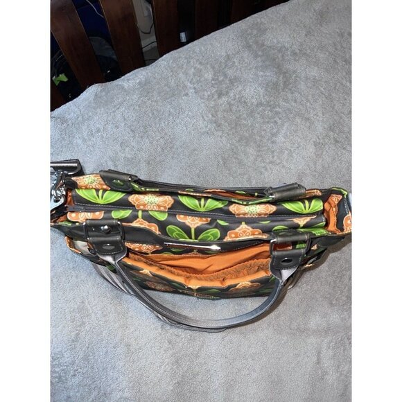 PETUNIA PICKLE BOTTOM Gray Floral Print Diaper Bag Shoulder Strap Handles - Picture 10 of 12